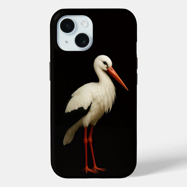 Black 4 Luxe iPhone 15 Case, Graceful Stork Case-Mate iPhone Case (Back)