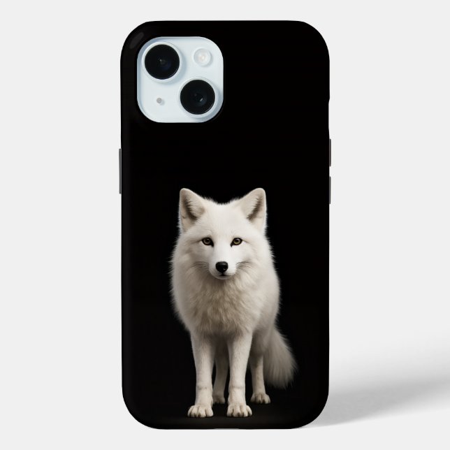 Black 4 Luxe iPhone 15 Case, Ivory Arctic Fox Case-Mate iPhone Case (Back)