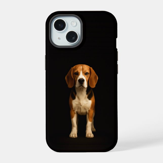 Black 4 Luxe iPhone 15 Case, Kind Beagle Case (Back)