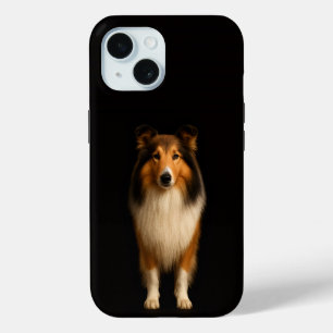Black 4 Luxe iPhone 15 Case, Loyal Collie Dog iPhone 15 Case