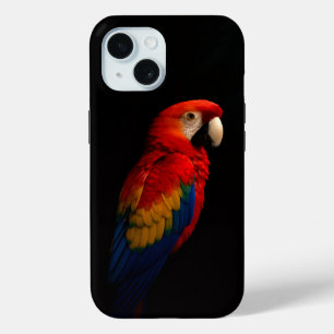 Black 4 Luxe iPhone 15 Case-Mate, Scarlet Parrot iPhone 15 Case