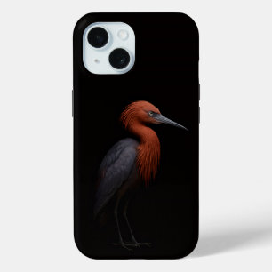 Black 4 Luxe iPhone 15 Case, Reddish Egret iPhone 15 Case