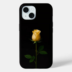 Black 4 Luxe iPhone 15 Case, Sunlit Yellow Rose iPhone 15 Case