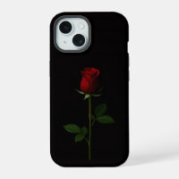 Black 4 Luxe iPhone 15 Case, Velvet Red Rose