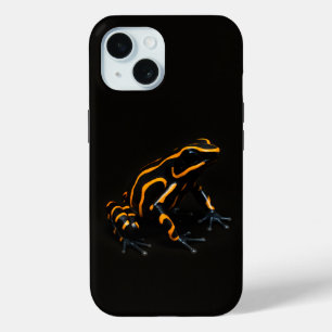 Black 4 Luxe iPhone 15 Mate, Black Orange Frog iPhone 15 Case