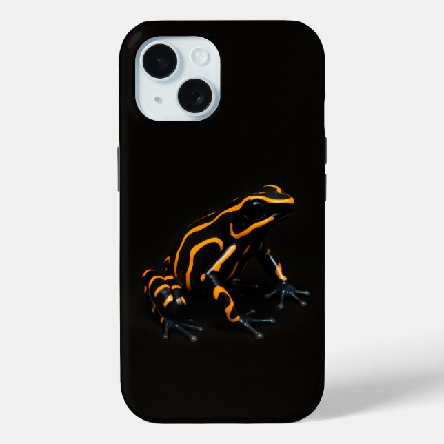 Black 4 Luxe iPhone 15 Mate, Black Orange Frog Case-Mate iPhone Case (Back)