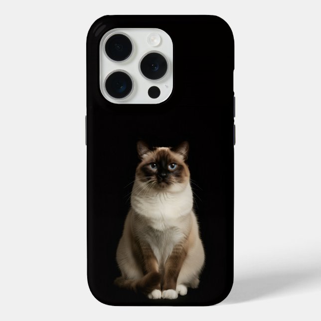 Black 4 Luxe iPhone 15 Pro Mate, Birmanese Cat Case-Mate iPhone Case (Back)