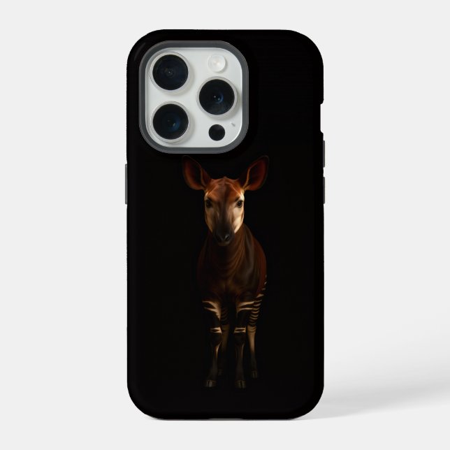 Black 4 Luxe iPhone 15 Pro Mate, Forest Okapi Case (Back)