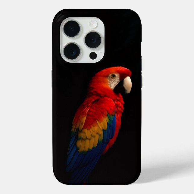 Black 4 Luxe iPhone 15 Pro Mate, Scarlet Parrot Case-Mate iPhone Case (Back)