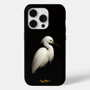 Black 4 Luxe iPhone 15 Pro Mate, Snowy Egret iPhone 15 Pro Case