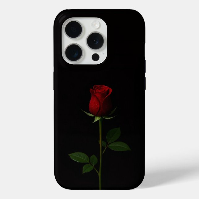 Black 4 Luxe iPhone 15 Pro Mate, Velvet Red Rose Case-Mate iPhone Case (Back)