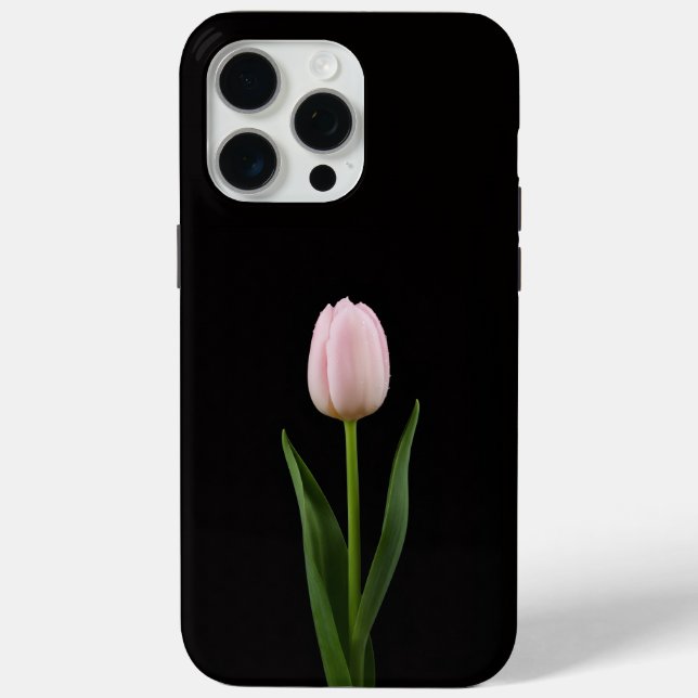 Black 4 Luxe iPhone 15 Pro Max, Blush Pink Tulip Case-Mate iPhone Case (Back)