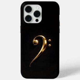 Black 4 Luxe iPhone 15 Pro Max, Golden Bass Clef Max Case