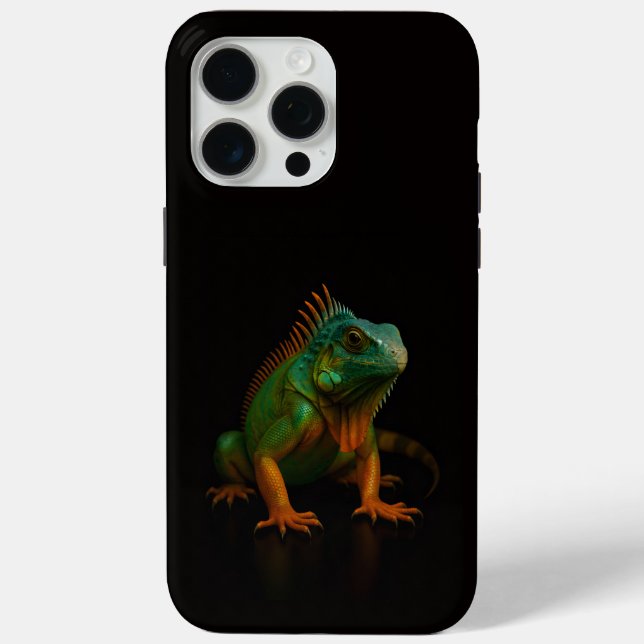 Black 4 Luxe iPhone 15 Pro Max, Green Iguana Case-Mate iPhone Case (Back)