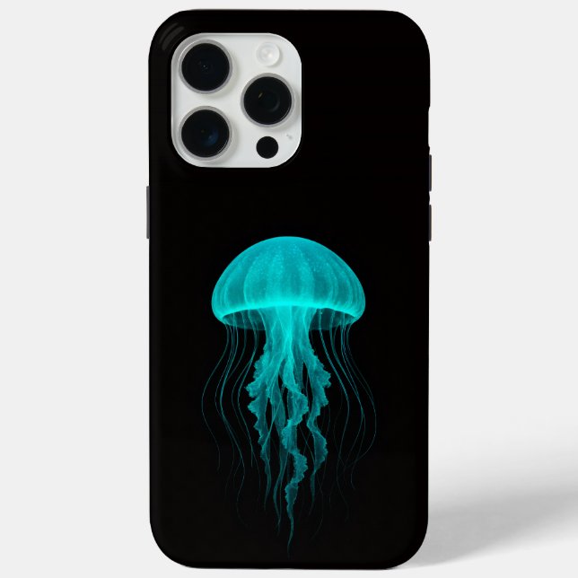 Black 4 Luxe iPhone 15 Pro Max, Green Jellyfish Case-Mate iPhone Case (Back)