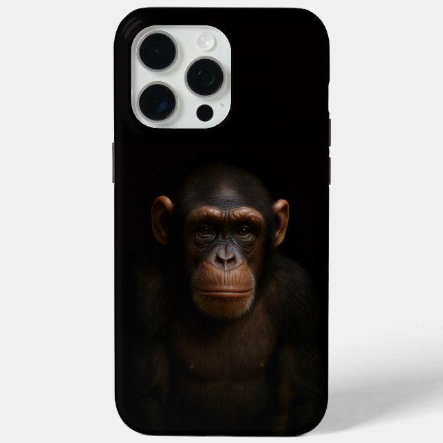 Black 4 Luxe iPhone 15 Pro Max, Serene Chimpanzee Case-Mate iPhone Case (Back)