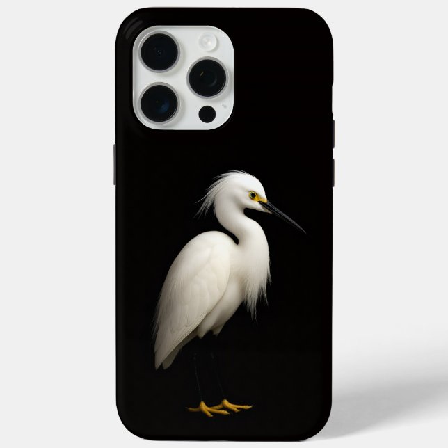 Black 4 Luxe iPhone 15 Pro Max, Snowy Egret Case-Mate iPhone Case (Back)