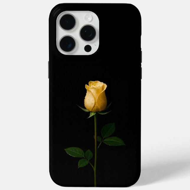 Black 4 Luxe iPhone 15 Pro Max, Sunlit Yellow Rose Case-Mate iPhone Case (Back)