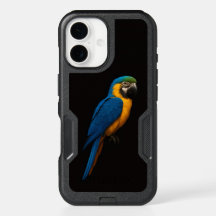 Black 4 Luxe iPhone 16 Case, Blue Yellow Macaw