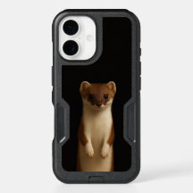 Black 4 Luxe iPhone 16 Case, Elegant Weasel