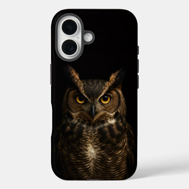 Black 4 Luxe iPhone 16 Case-Mate, Golden Eye Owl Case-Mate iPhone Case (Back)