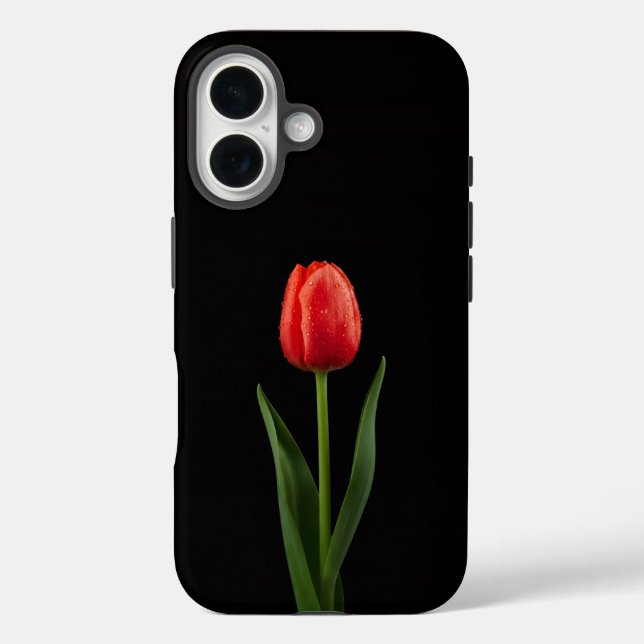 Black 4 Luxe iPhone 16 Mate, Ruby Red Tulip Case-Mate iPhone Case (Back)