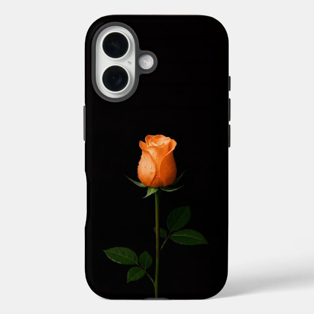 Black 4 Luxe iPhone 16 Mate, Sunset Orange Rose Case-Mate iPhone Case (Back)