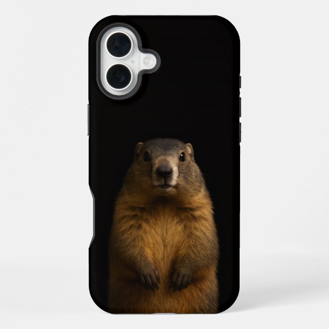 Black 4 Luxe iPhone 16 Plus, Fluffy Marmot Case (Back)