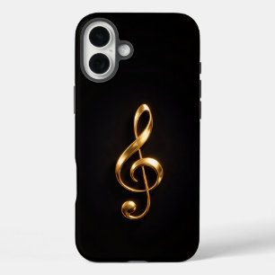 Black 4 Luxe iPhone 16 Plus, Golden Treble Clef Plus Case