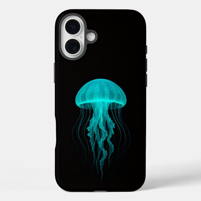 Black 4 Luxe iPhone 16 Plus, Green Jellyfish Case-Mate iPhone Case (Back)