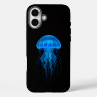 Black 4 Luxe iPhone 16 Plus Mate, Blue Jellyfish