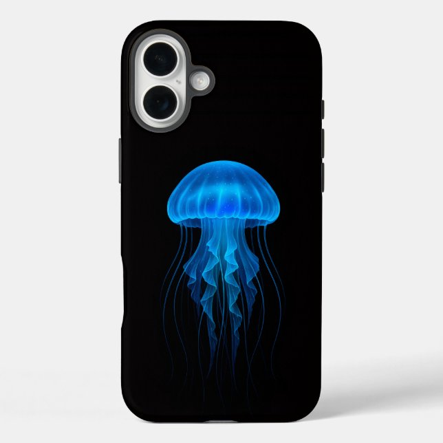 Black 4 Luxe iPhone 16 Plus Mate, Blue Jellyfish Case-Mate iPhone Case (Back)