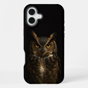 Black 4 Luxe iPhone 16 Plus Mate, Golden Eye Owl Case