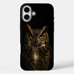 Black 4 Luxe iPhone 16 Plus Mate, Golden Eye Owl iPhone 16 Plus Case