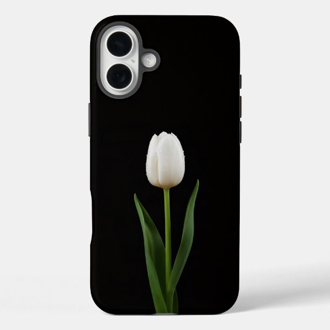 Black 4 Luxe iPhone 16 Plus, Pearl White Tulip Case-Mate iPhone Case (Back)