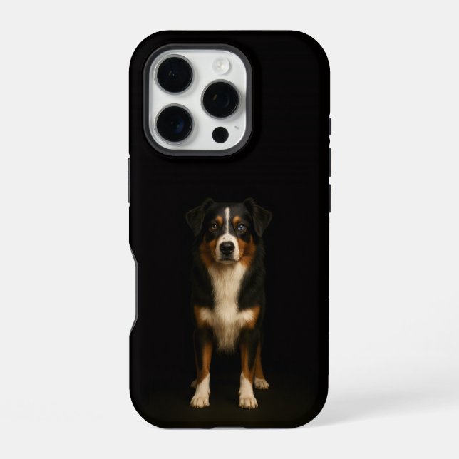 Black 4 Luxe iPhone 16 Pro, Aussie Shepherd Dog Case (Back)
