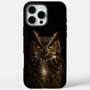 Black 4 Luxe iPhone 16 Pro Max, Golden Eye Owl iPhone 16 Pro Max Case