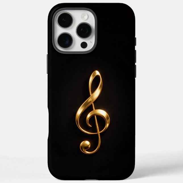 Black 4 Luxe iPhone 16 Pro Max, Golden Treble Clef Case-Mate iPhone Case (Back)