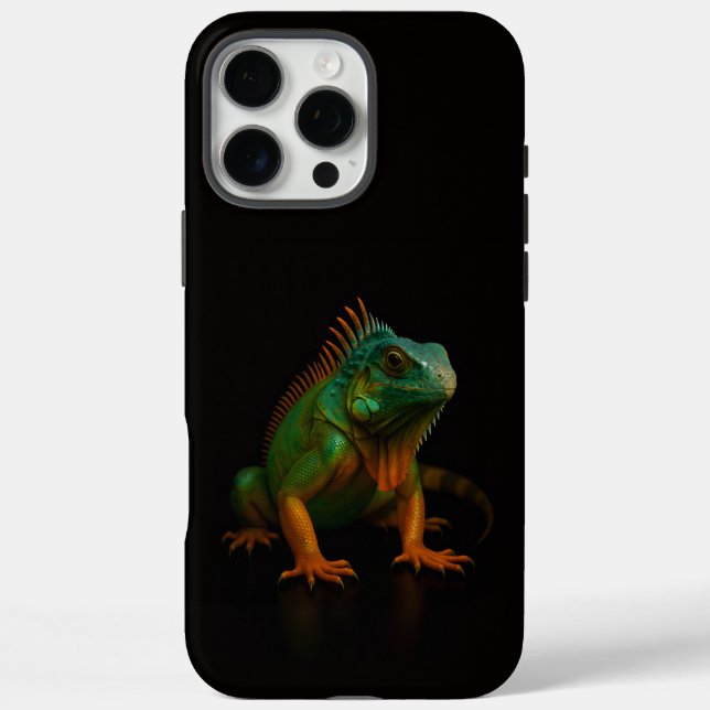 Black 4 Luxe iPhone 16 Pro Max, Green Iguana Case-Mate iPhone Case (Back)