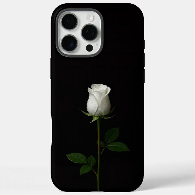 Black 4 Luxe iPhone 16 Pro Max, Pure White Rose Case-Mate iPhone Case (Back)