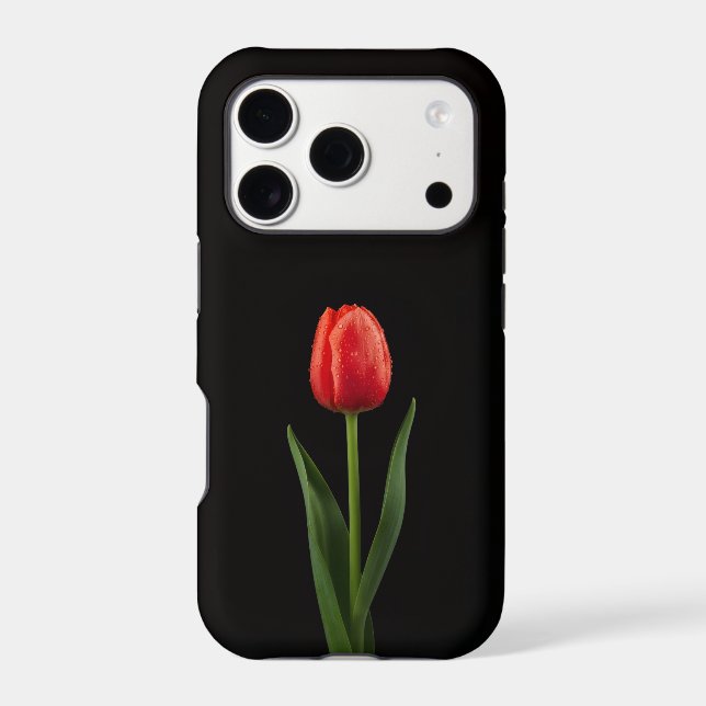 Black 4 Luxe iPhone 17 Pro, Ruby Red Tulip (Back)