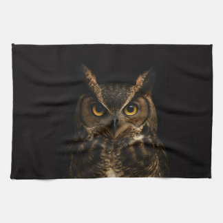 Black 4 Luxe Kitchen towel Golden Eye Owl