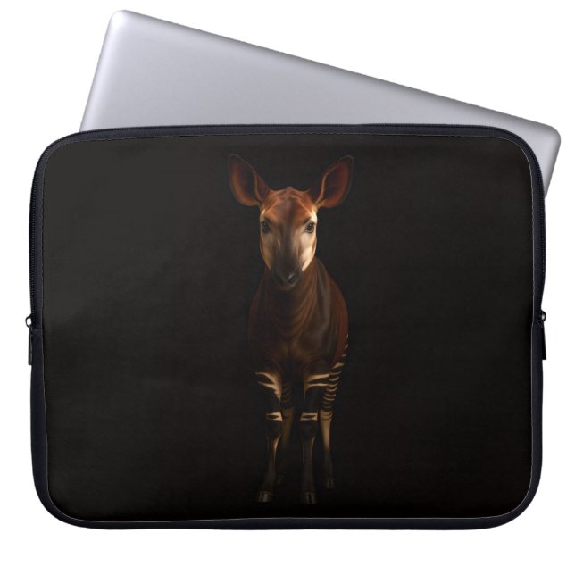 Black 4 Luxe Laptop Sleeve, Forest Okapi Laptop Sleeve (Front)