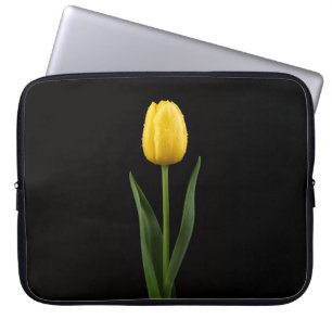 Black 4 Luxe Laptop Sleeve, Golden Yellow Tulip Sleeve