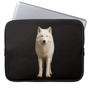 Black 4 Luxe Laptop Sleeve, Ivory Arctic Wolf Sleeve