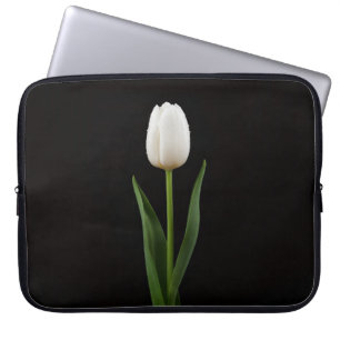 Black 4 Luxe Laptop Sleeve, Pearl White Tulip Sleeve