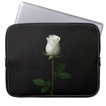 Black 4 Luxe Laptop Sleeve, Pure White Rose