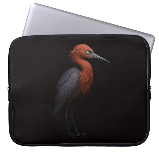 Black 4 Luxe Laptop Sleeve, Reddish Egret Sleeve (Front)