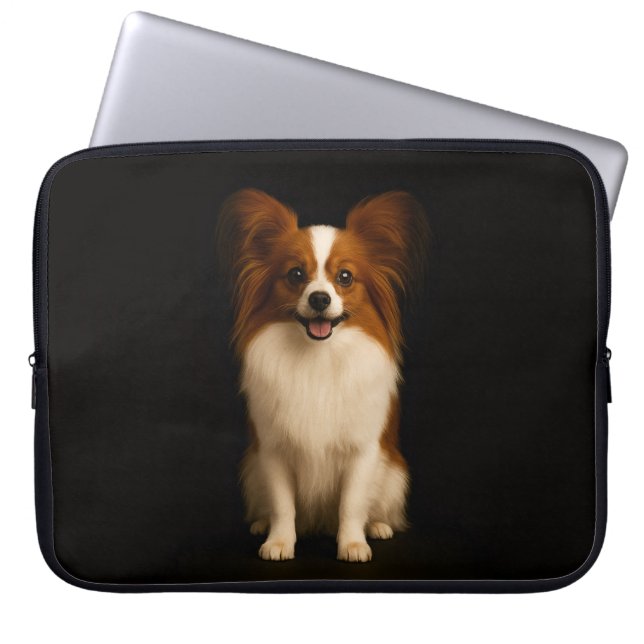 Black 4 Luxe Laptop Sleeve, Refined Papillon Laptop Sleeve (Front)