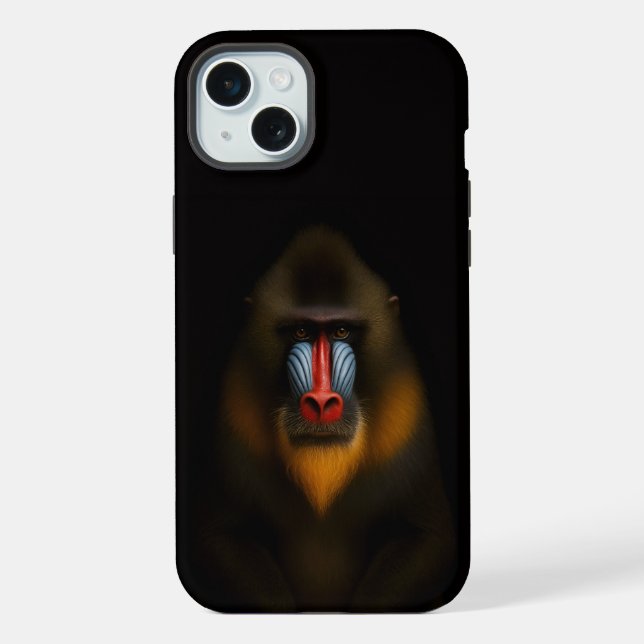 Black 4 Luxe, Mandrill Monkey iPhone Case (Back)